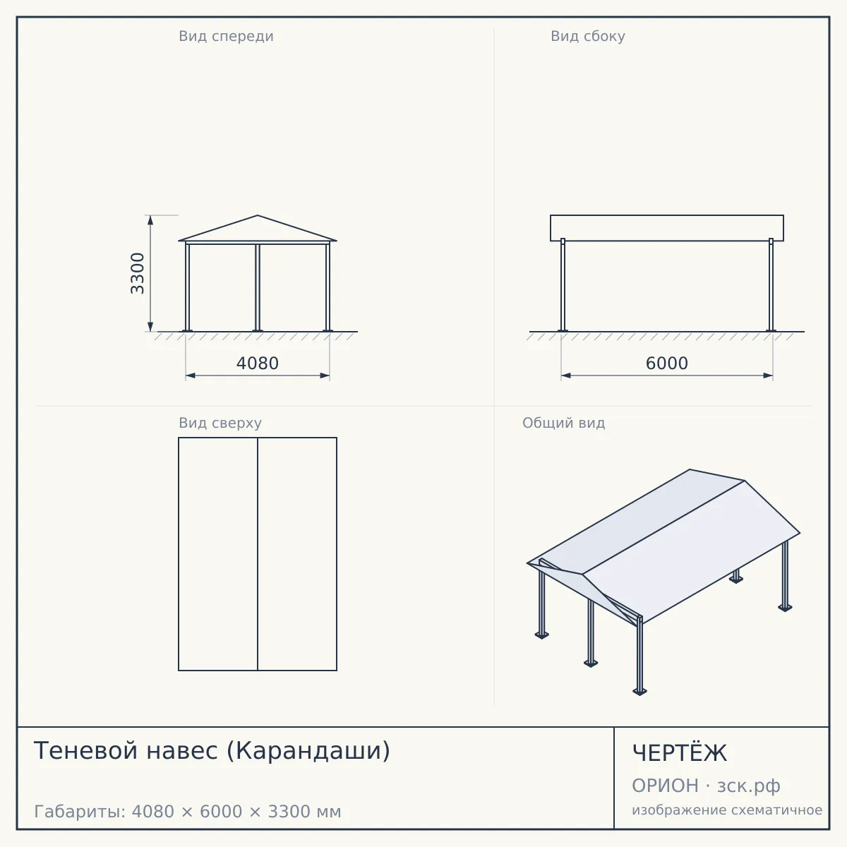 Теневой навес (Карандаши) — чертёж
